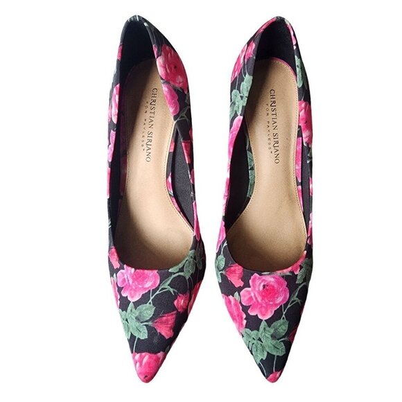 Christian Siriano Floral Pointed Toe Pump Pink Black Women's 10 - Picture 3 of 15